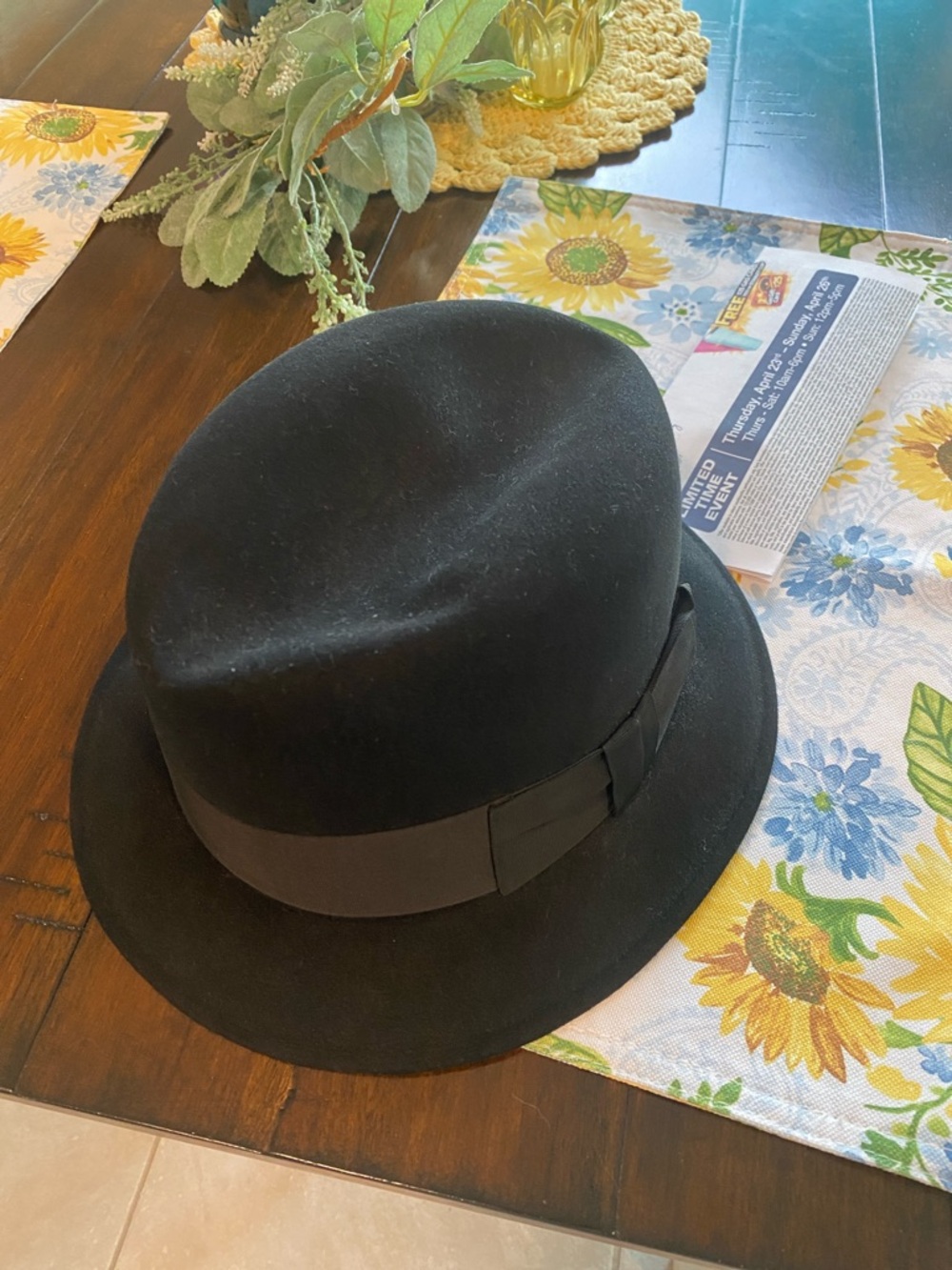 Dobbs Fifth Avenue New York Hat Black Felt Twenty Fedora (READ)👇 7 1/4 - Picture 10 of 11